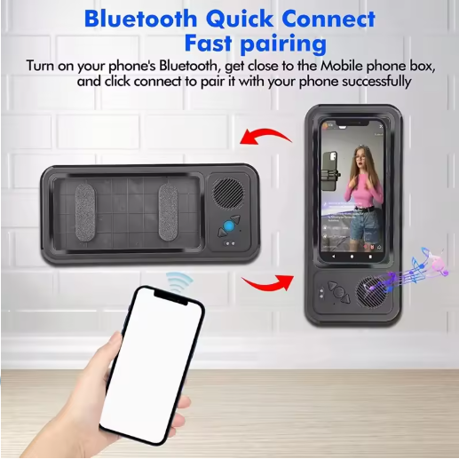 Waterproof Bathroom Touch Screen Phone Holder, Shower Entertainment Gadget, Bluetooth Mini Speaker, Portable Wireless for Watching Shows