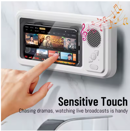 Waterproof Bathroom Touch Screen Phone Holder, Shower Entertainment Gadget, Bluetooth Mini Speaker, Portable Wireless for Watching Shows
